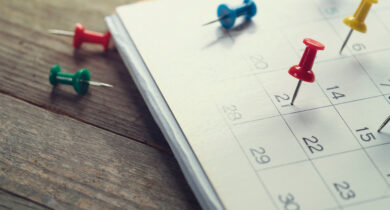 Kalender mit Pin